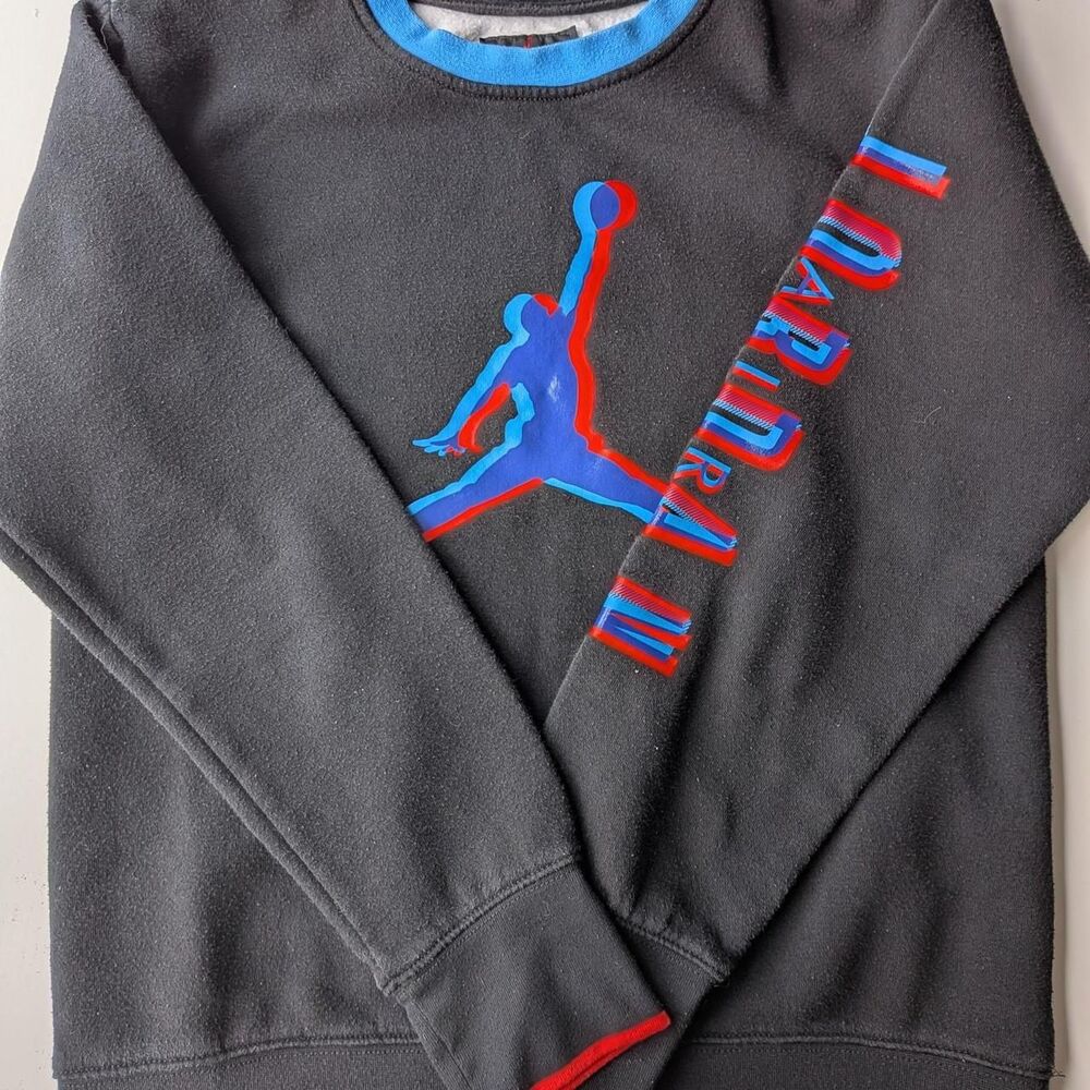 Jordan Jumpman kids sweatshirt with blue/red Jumpman logo and 'JORDAN' text
